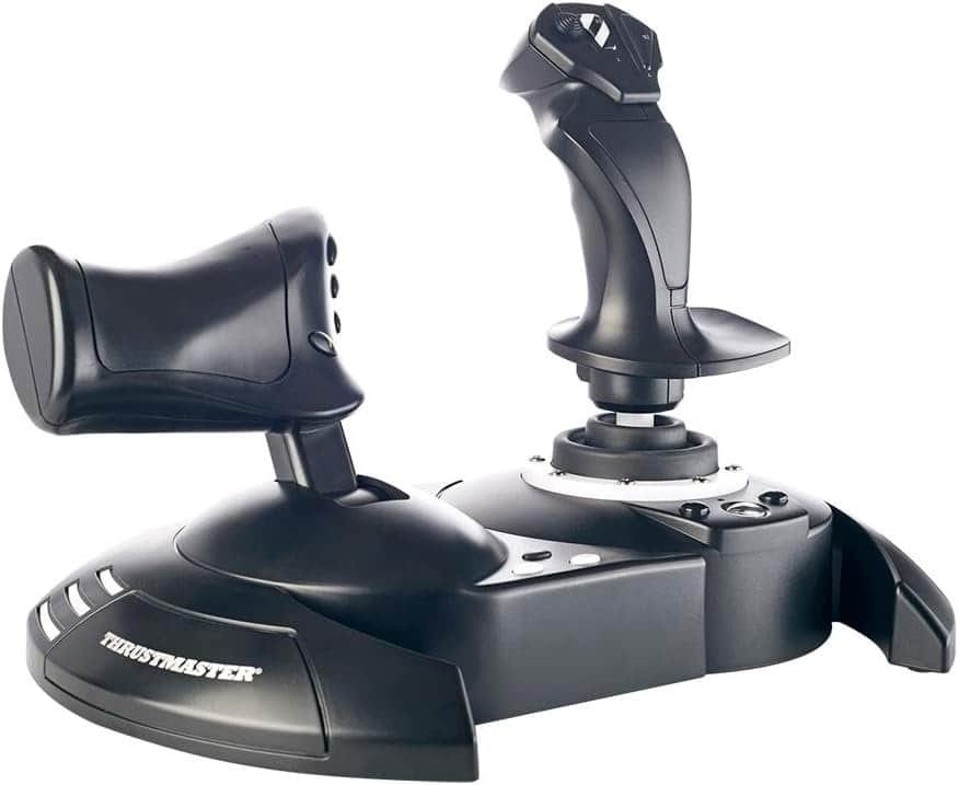 Black arcade flight stick controller for gaming and arcade use.